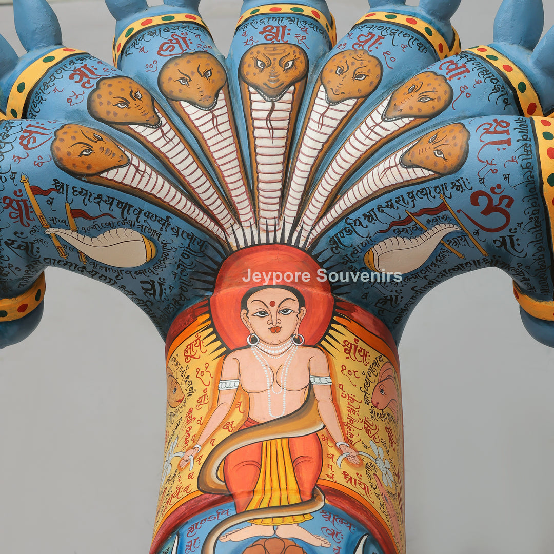 Hand-Painted Rajasthani Seven-Headed Horse Sculpture