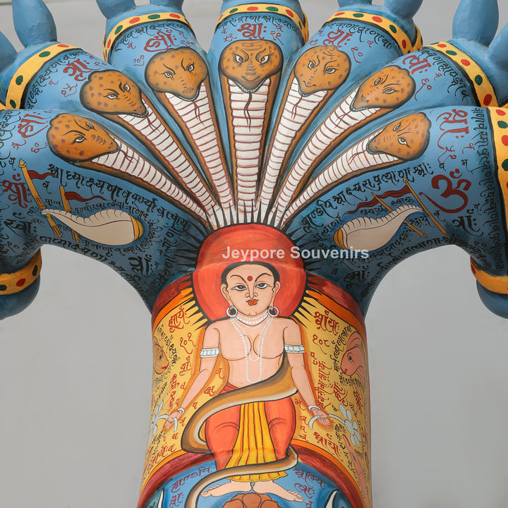 Hand-Painted Rajasthani Seven-Headed Horse Sculpture