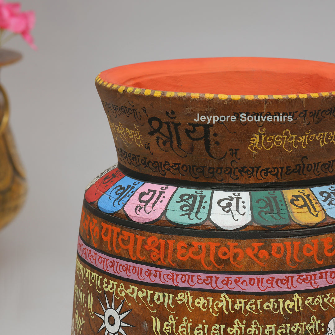 Handcrafted Wooden Goddess Kali Pot