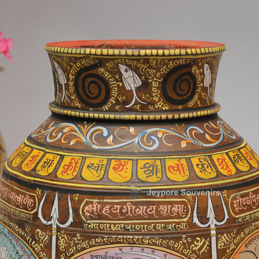 Hand-Painted Traditional Indian Wooden Decorative Pot