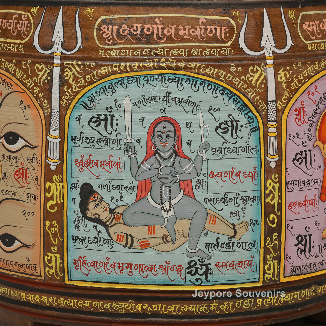 Hand-Painted Traditional Indian Wooden Decorative Pot
