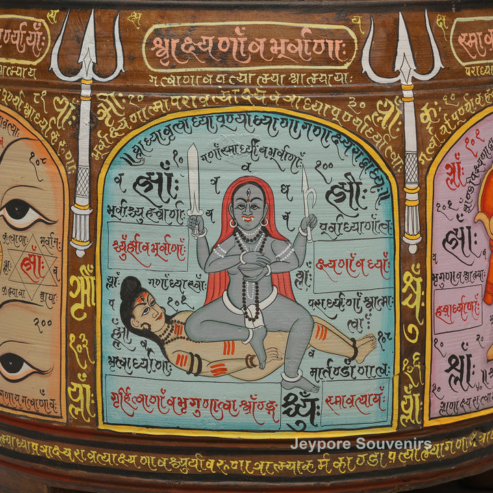 Hand-Painted Traditional Indian Wooden Decorative Pot
