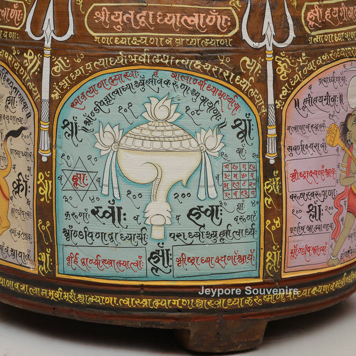 Hand-Painted Traditional Indian Wooden Decorative Pot