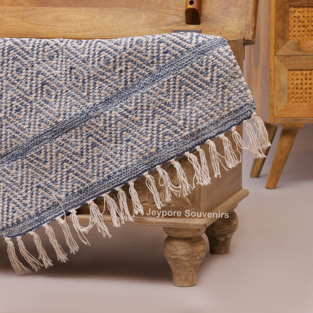 Hand-Carved Solid Mango Wood Storage Trunk with Traditional Floral Design