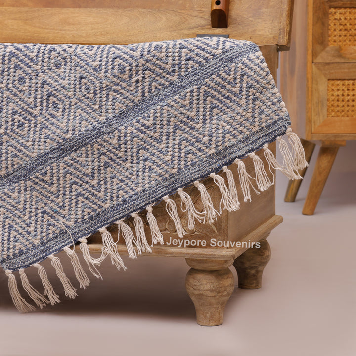 Hand-Carved Solid Mango Wood Storage Trunk with Traditional Floral Design