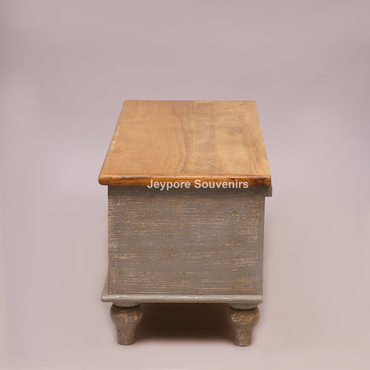 Hand-Carved Solid Wood Storage Trunk with Peacock &amp; Floral Panels