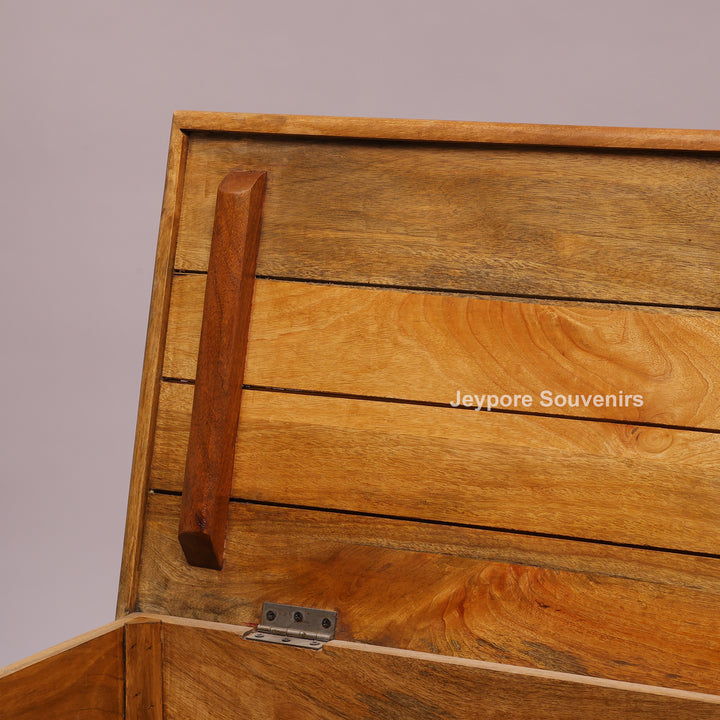 Handcrafted Black Rustic Wooden Storage Trunk