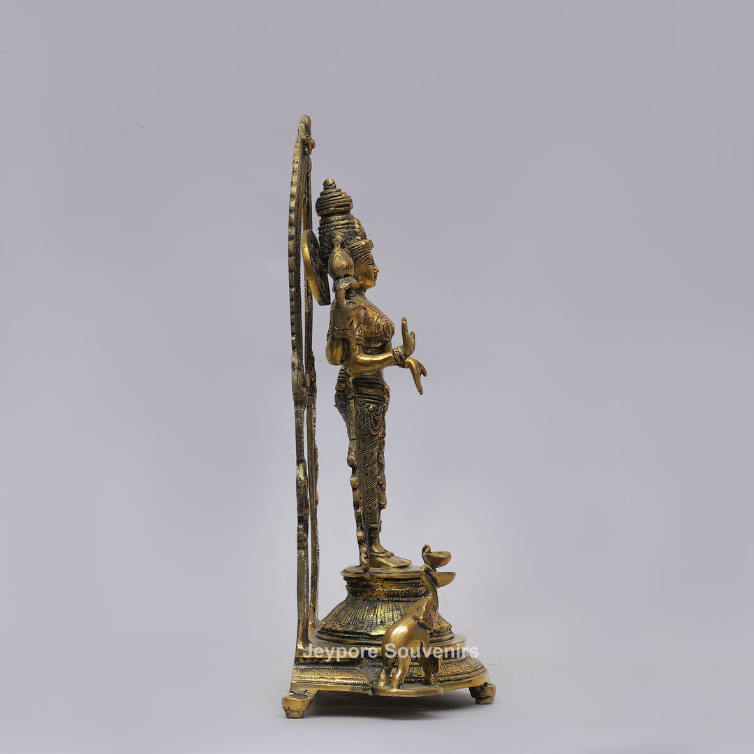 Handcrafted Brass Goddess Lakshmi Statue with Prabhavali Arch