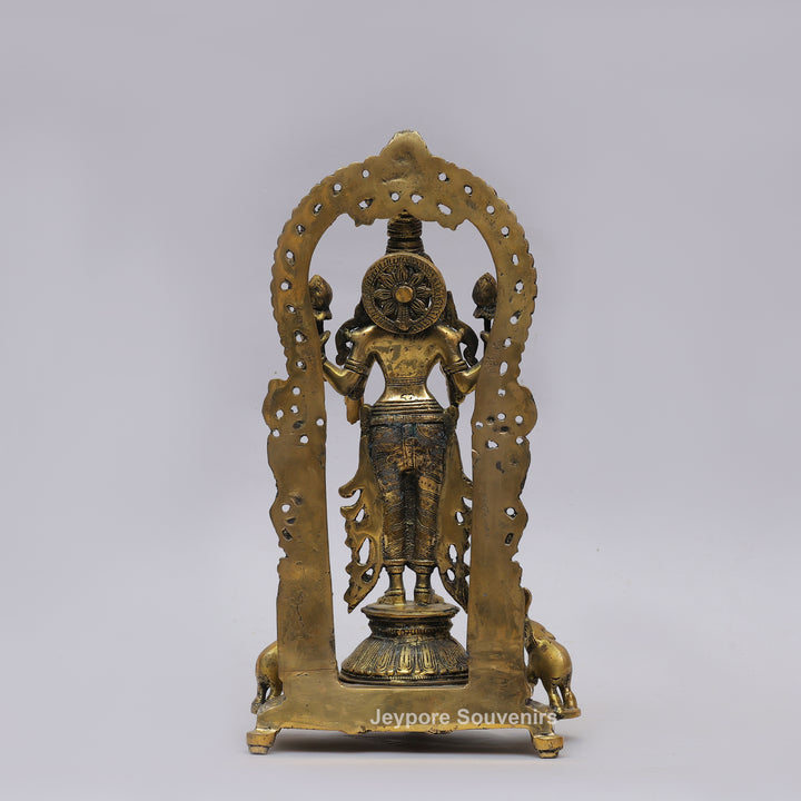 Handcrafted Brass Goddess Lakshmi Statue with Prabhavali Arch