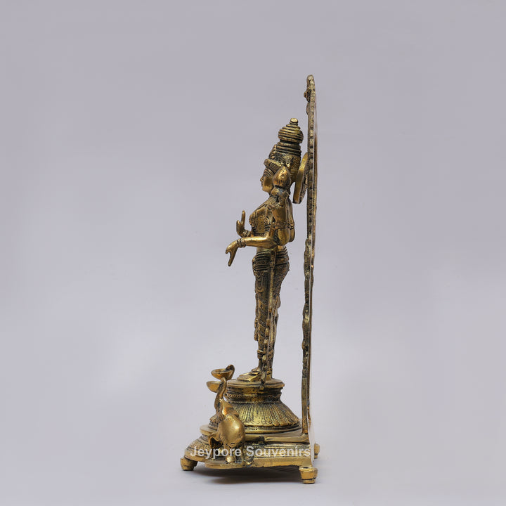 Handcrafted Brass Goddess Lakshmi Statue with Prabhavali Arch
