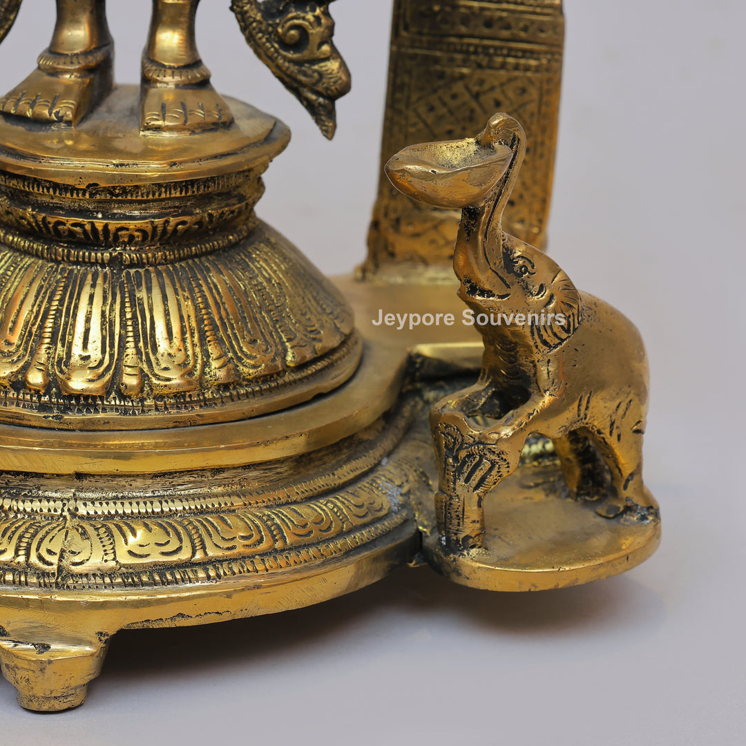 Handcrafted Brass Goddess Lakshmi Statue with Prabhavali Arch