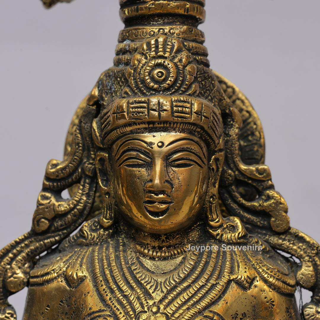Handcrafted Brass Goddess Lakshmi Statue with Prabhavali Arch