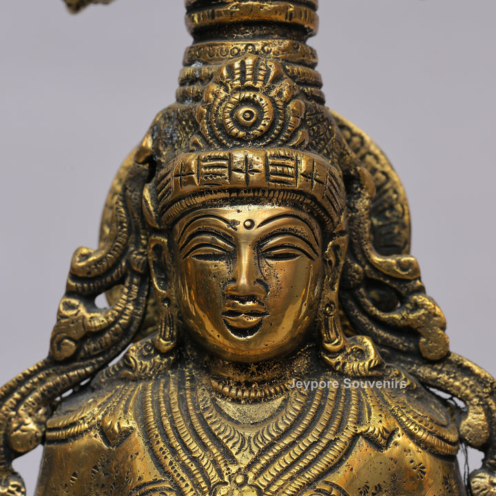 Handcrafted Brass Goddess Lakshmi Statue with Prabhavali Arch