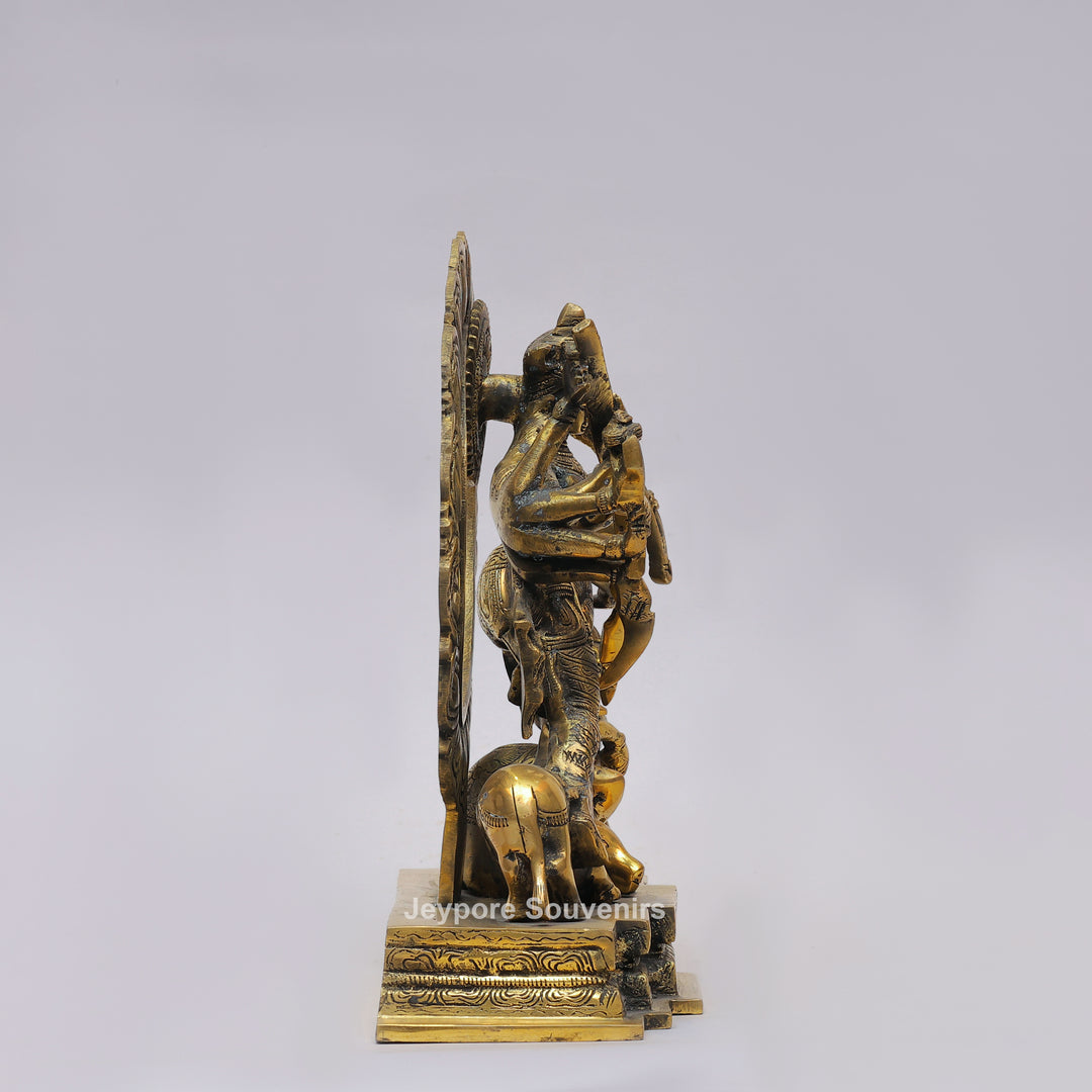 Handcrafted Brass Multi-Armed Mahishasuramardini Goddess Durga Statue