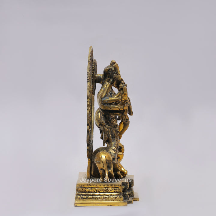 Handcrafted Brass Multi-Armed Mahishasuramardini Goddess Durga Statue
