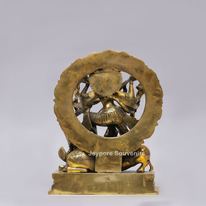 Handcrafted Brass Multi-Armed Mahishasuramardini Goddess Durga Statue