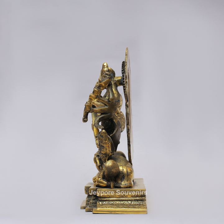 Handcrafted Brass Multi-Armed Mahishasuramardini Goddess Durga Statue