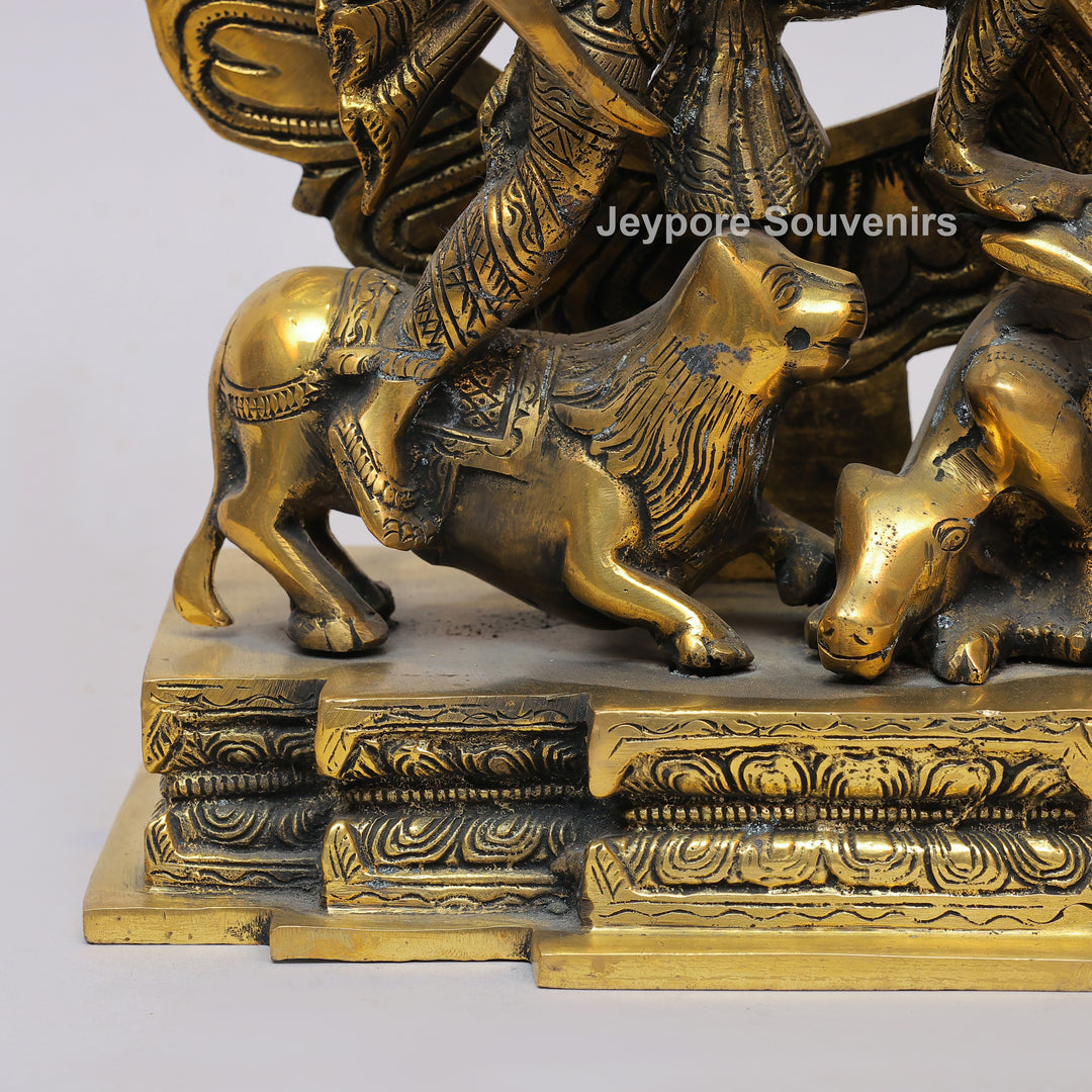 Handcrafted Brass Multi-Armed Mahishasuramardini Goddess Durga Statue
