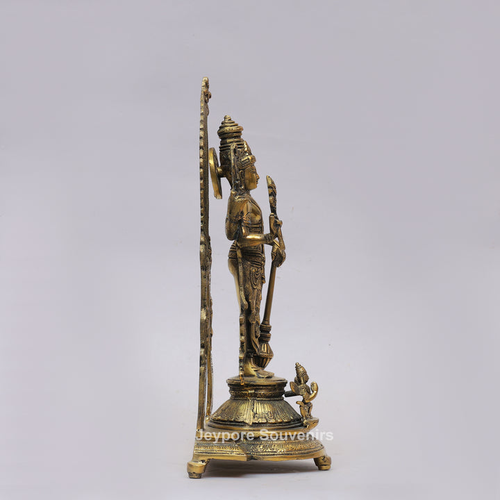 Antique Brass Lord Vishnu Statue with Prabhavali Arch &amp; Garuda