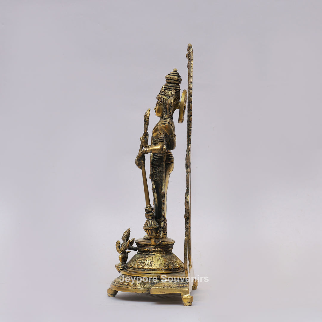 Antique Brass Lord Vishnu Statue with Prabhavali Arch &amp; Garuda
