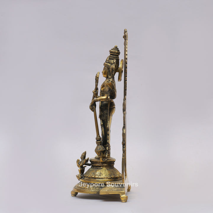 Antique Brass Lord Vishnu Statue with Prabhavali Arch &amp; Garuda