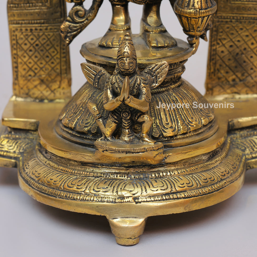 Antique Brass Lord Vishnu Statue with Prabhavali Arch &amp; Garuda