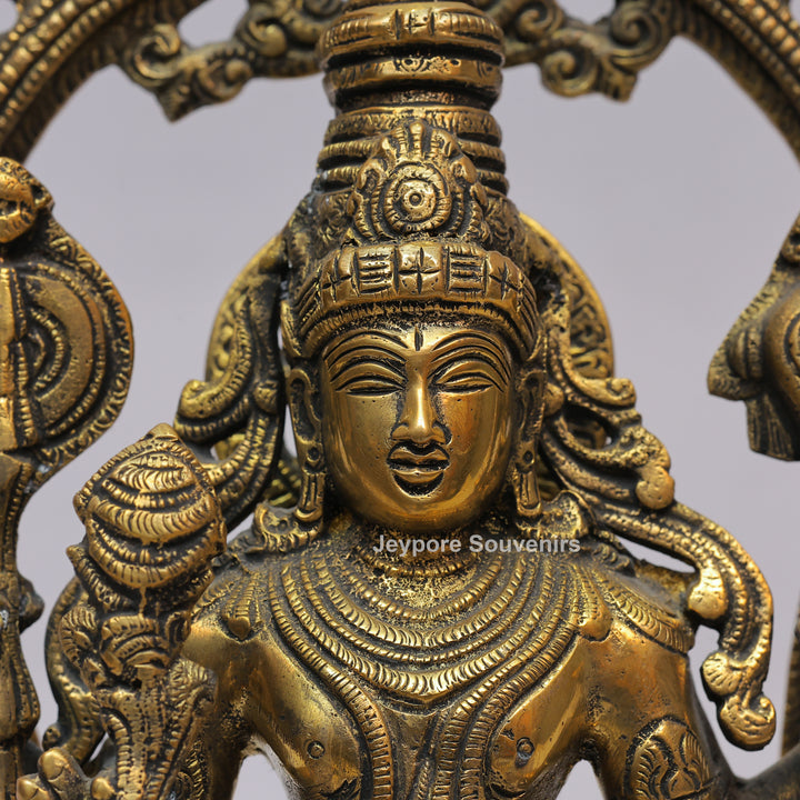 Antique Brass Lord Vishnu Statue with Prabhavali Arch &amp; Garuda