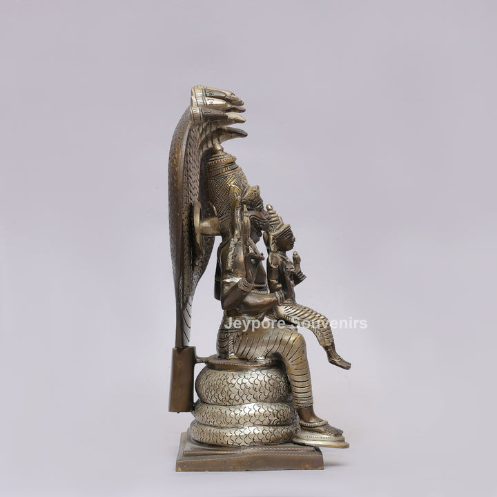 Handcrafted Brass Lakshmi Narasimha Statue with Sheshanaag Canopy