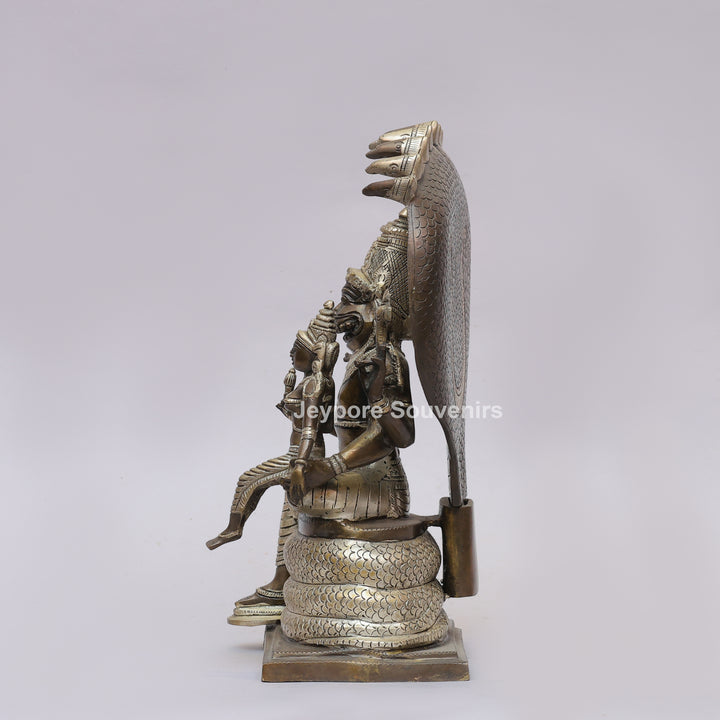 Handcrafted Brass Lakshmi Narasimha Statue with Sheshanaag Canopy