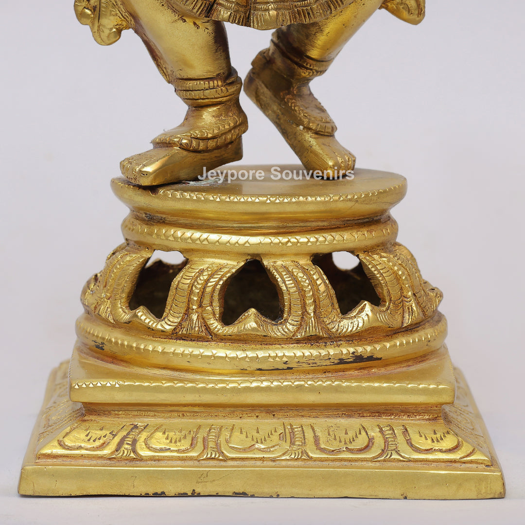 Handcrafted Brass Six-Armed Deepalakshmi Statue with Diya Lamps