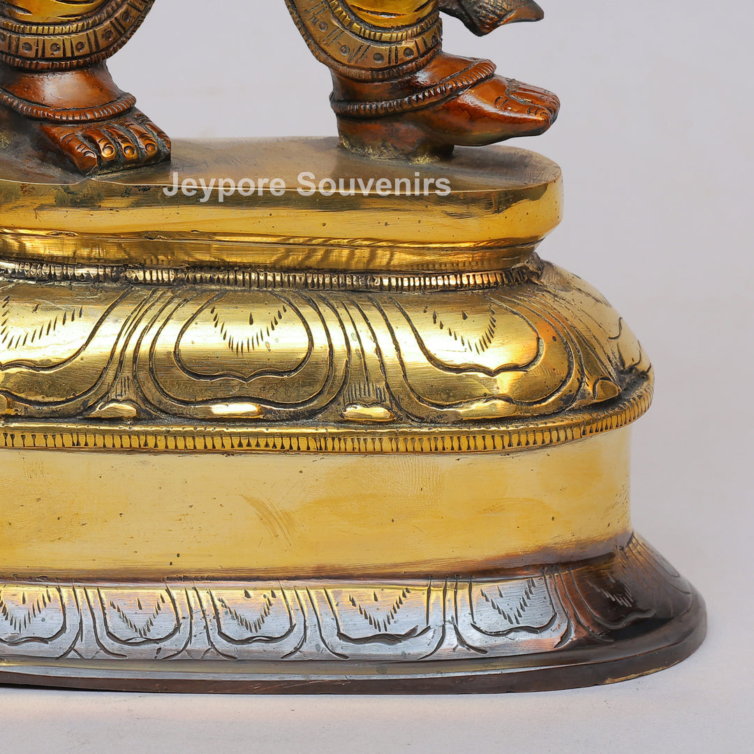 Handcrafted Brass Standing Lord Ganesha with Ornate Parasol &amp; Kamandal