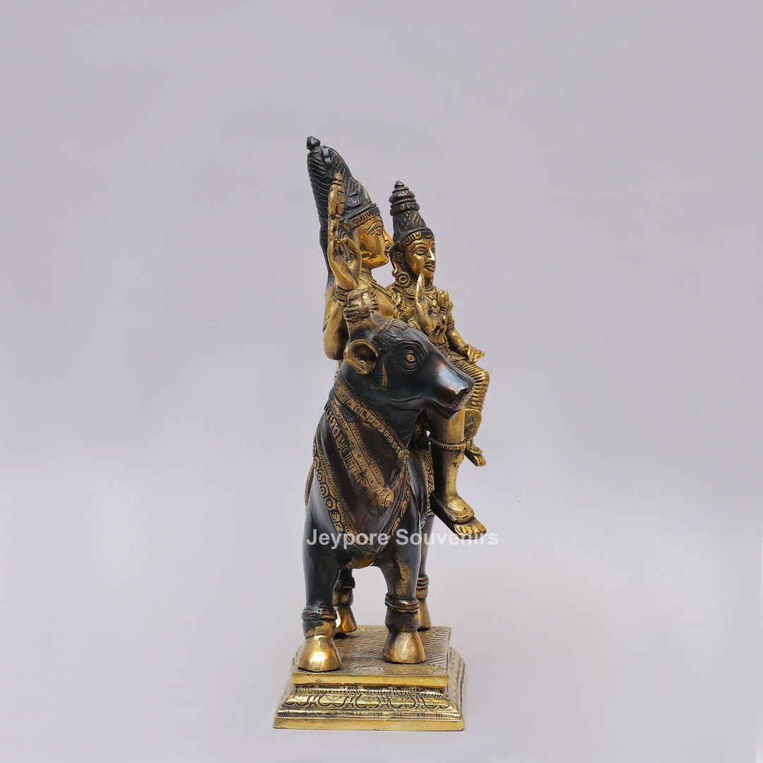 Handcrafted Brass Shiv Parvati on Nandi Statue