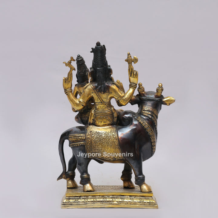 Handcrafted Brass Shiv Parvati on Nandi Statue