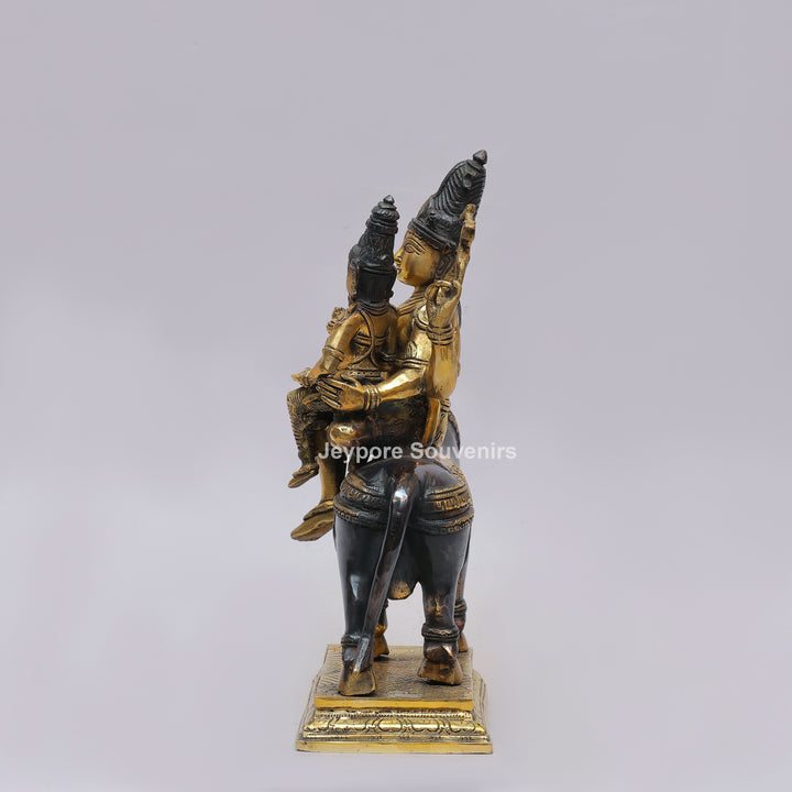Handcrafted Brass Shiv Parvati on Nandi Statue