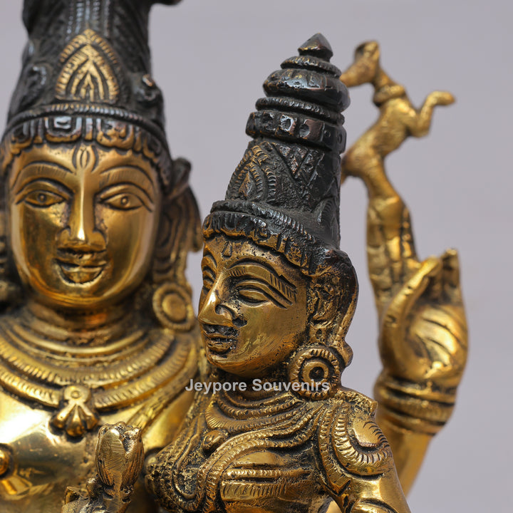Handcrafted Brass Shiv Parvati on Nandi Statue