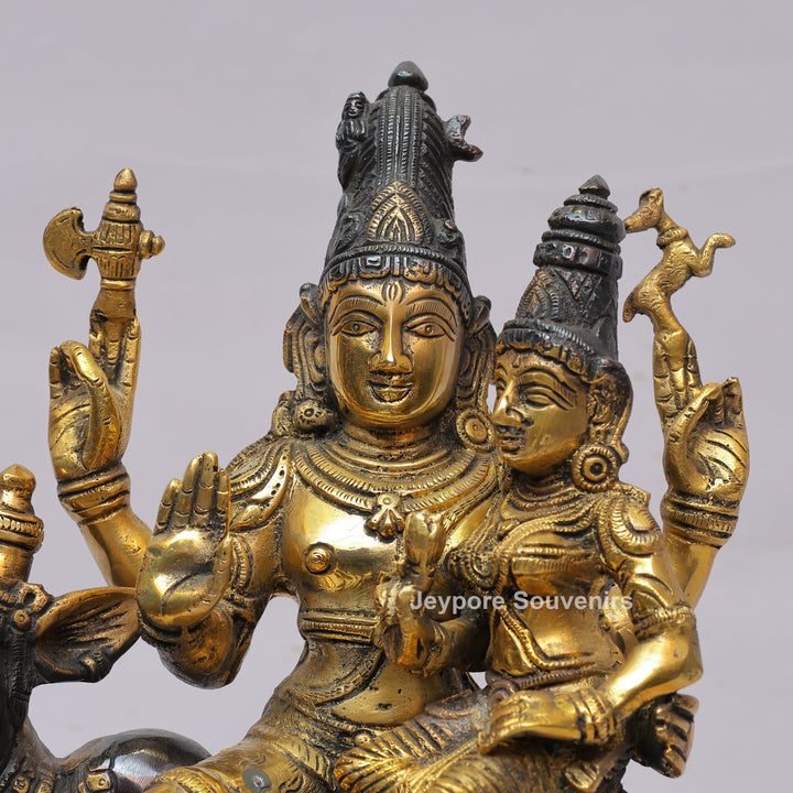Handcrafted Brass Shiv Parvati on Nandi Statue