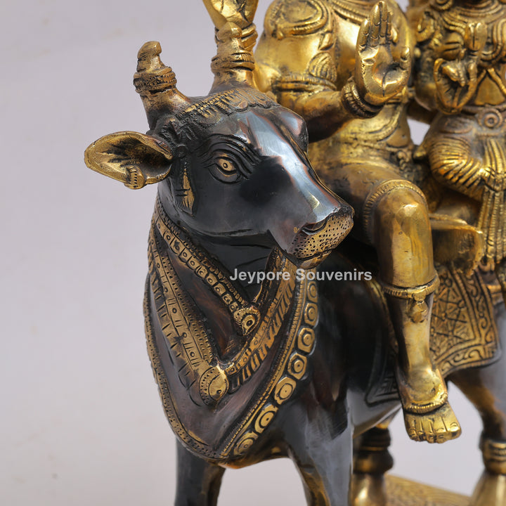 Handcrafted Brass Shiv Parvati on Nandi Statue