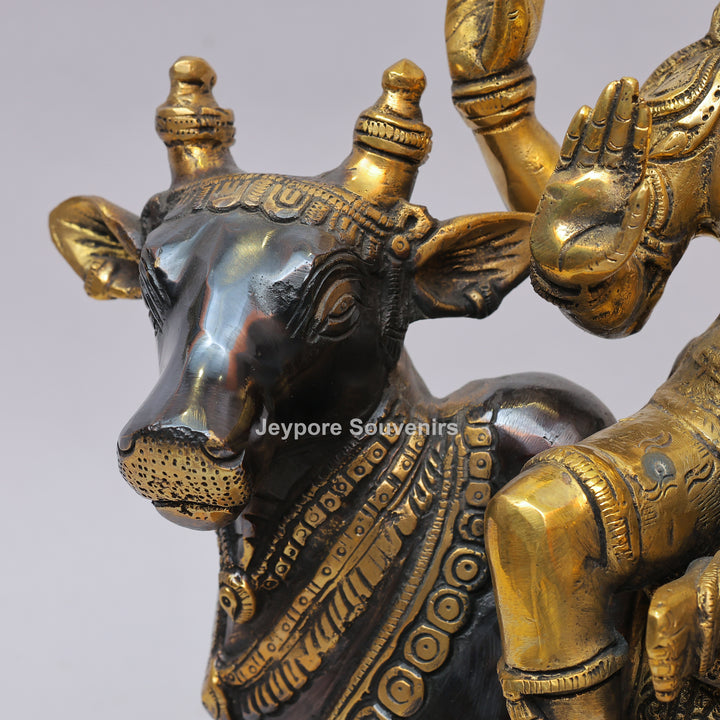 Handcrafted Brass Shiv Parvati on Nandi Statue