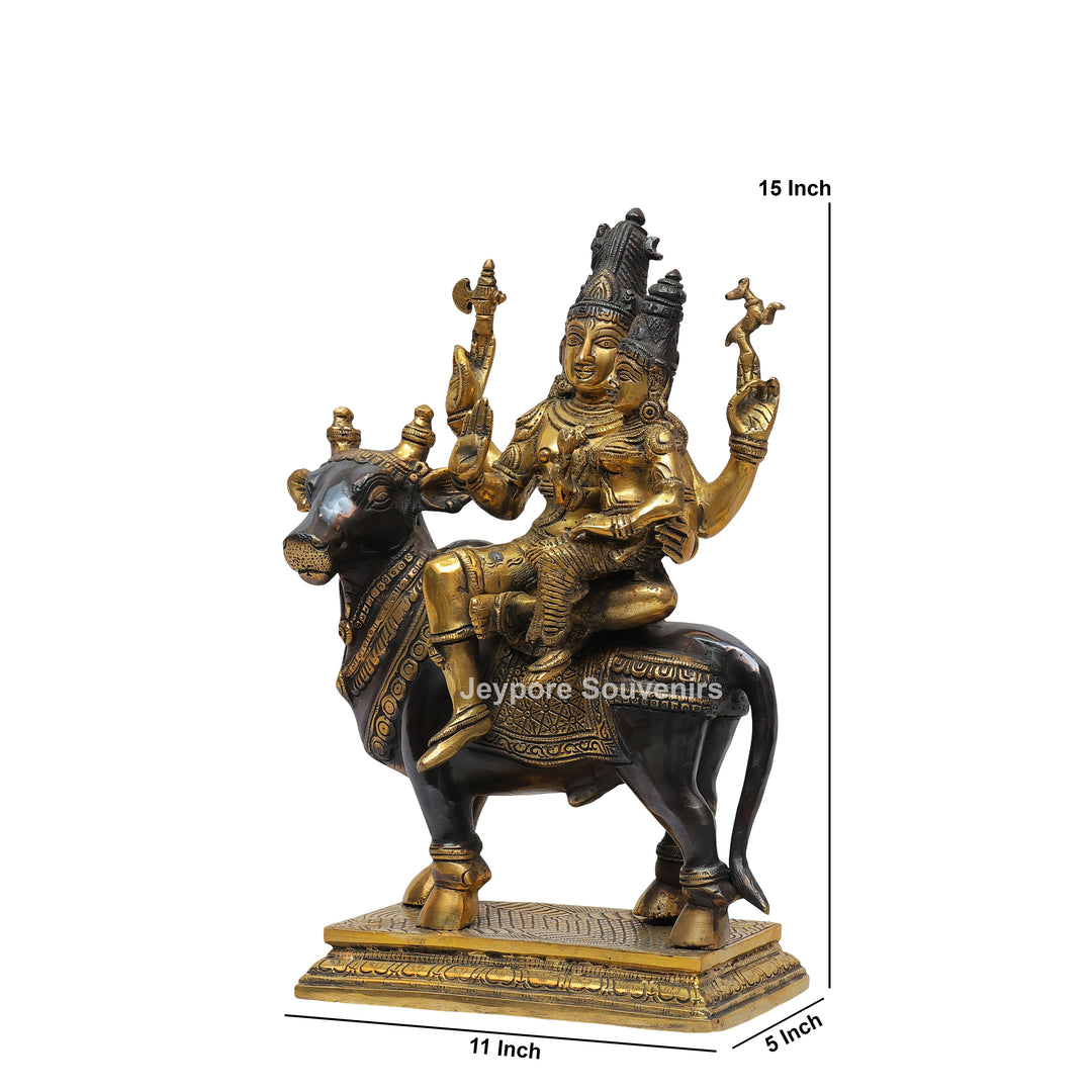 Handcrafted Brass Shiv Parvati on Nandi Statue