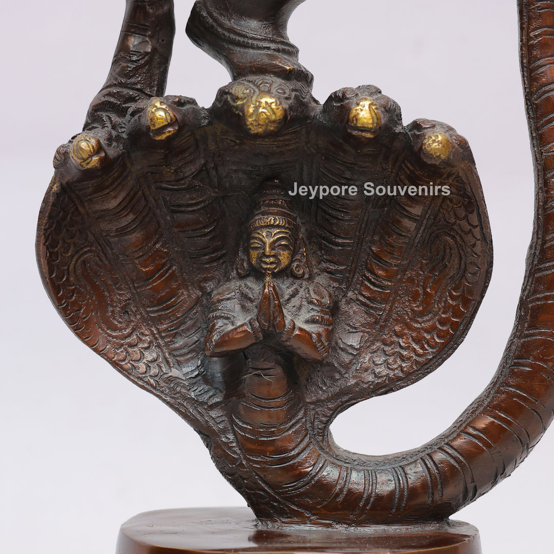 Handcrafted Dancing Ganesha Statue with Multi-Hooded Serpent
