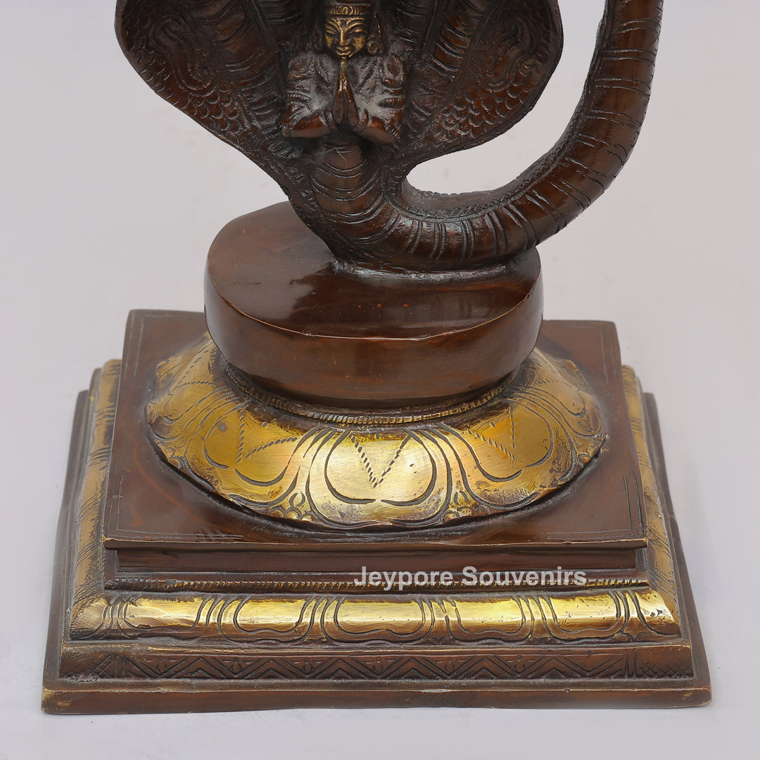 Handcrafted Dancing Ganesha Statue with Multi-Hooded Serpent