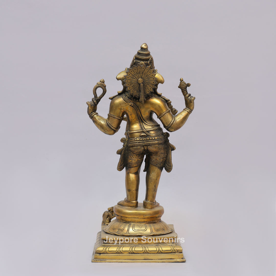 Handcrafted Brass Standing Four Armed (Chaturbhuja) Ganesha Statue