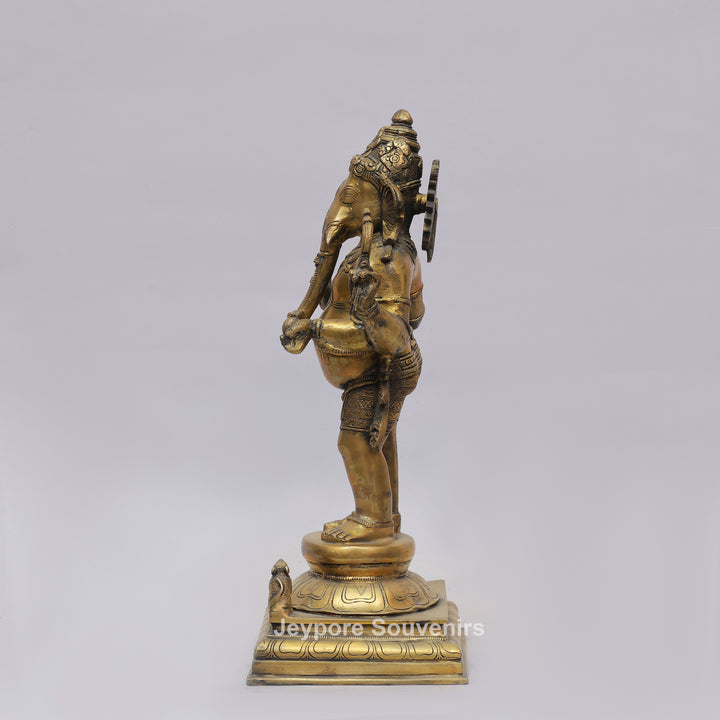 Handcrafted Brass Standing Four Armed (Chaturbhuja) Ganesha Statue