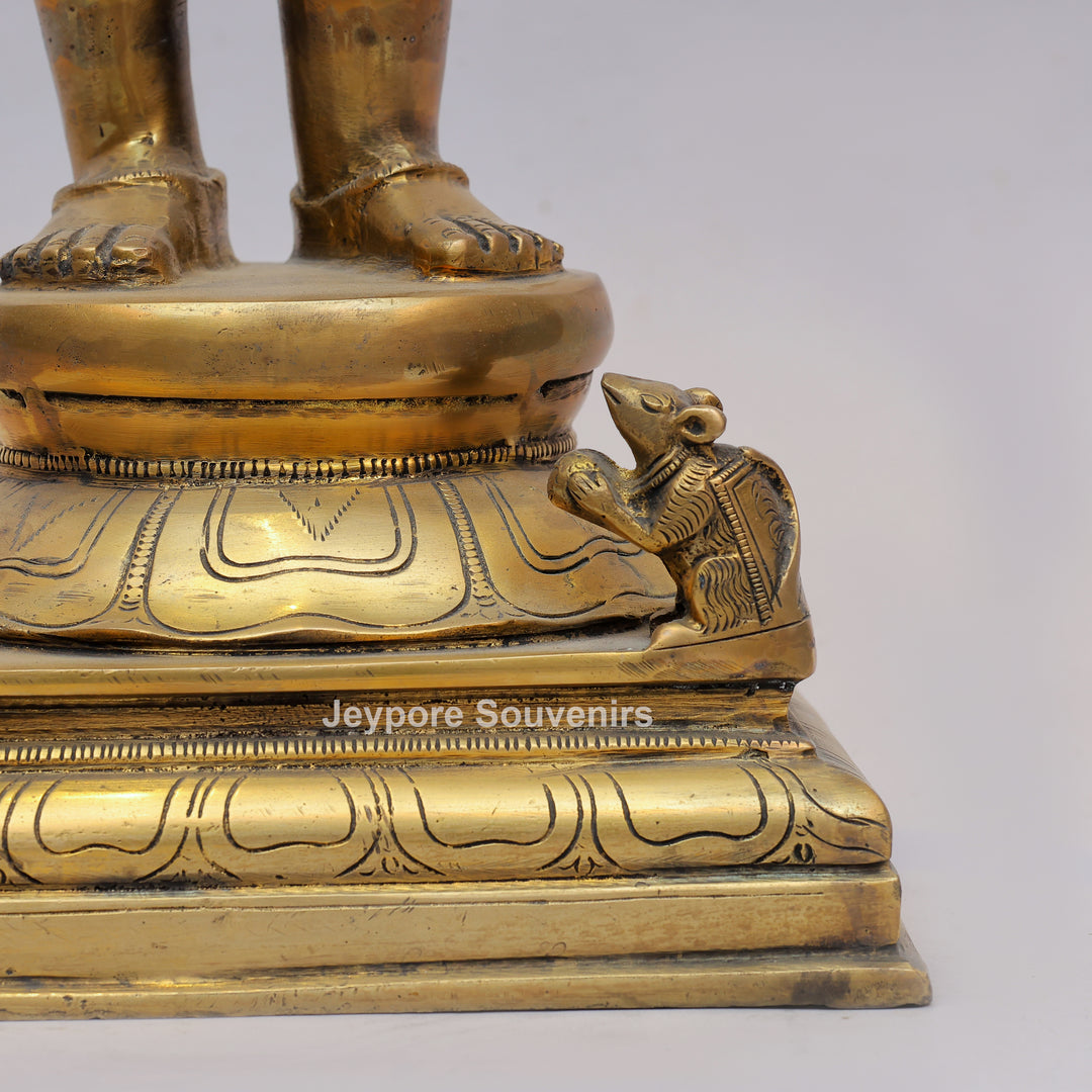 Handcrafted Brass Standing Four Armed (Chaturbhuja) Ganesha Statue