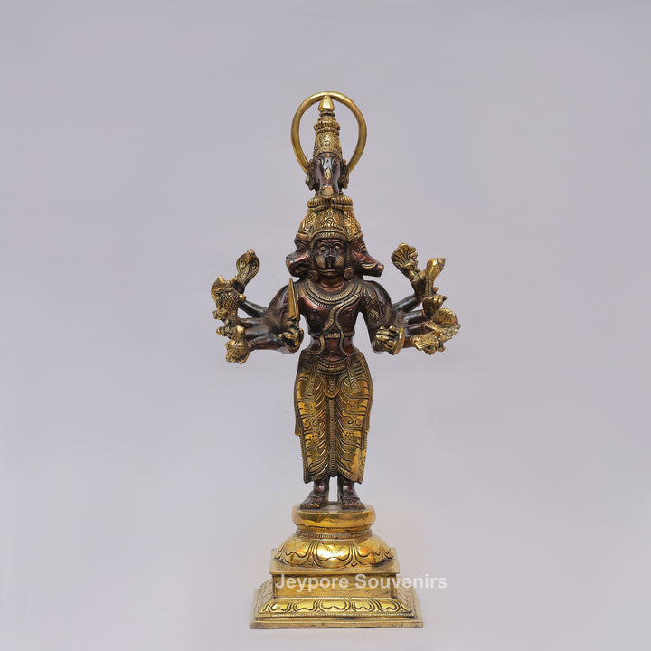 Handcrafted Brass Standing Panchamukhi Hanuman Statue