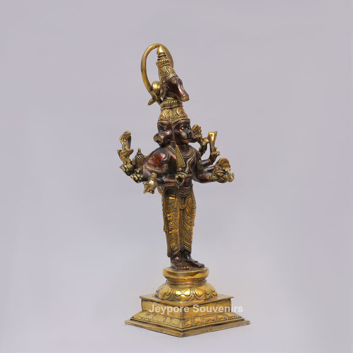 Handcrafted Brass Standing Panchamukhi Hanuman Statue