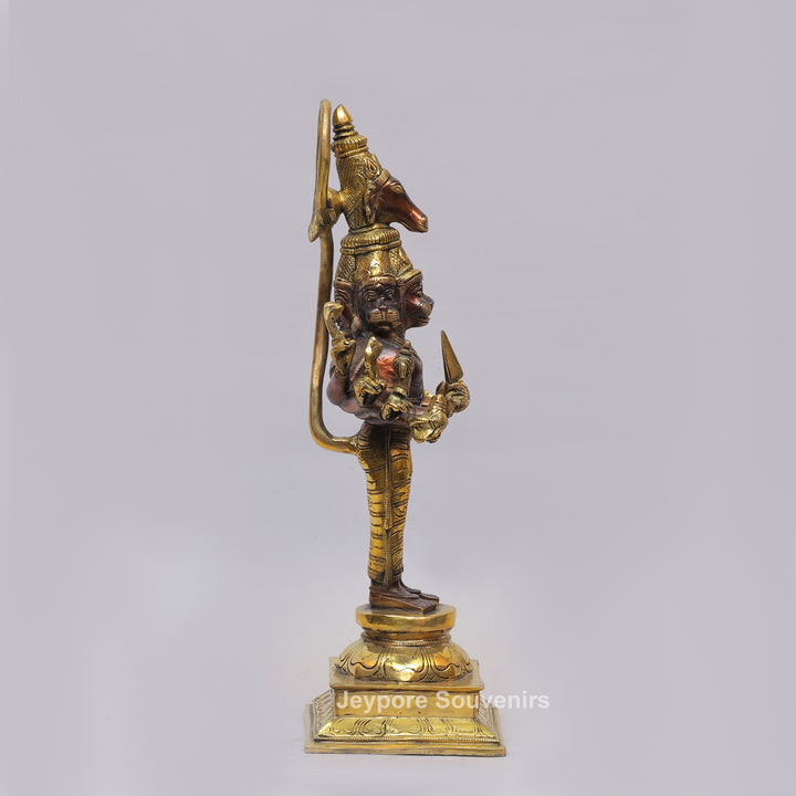 Handcrafted Brass Standing Panchamukhi Hanuman Statue