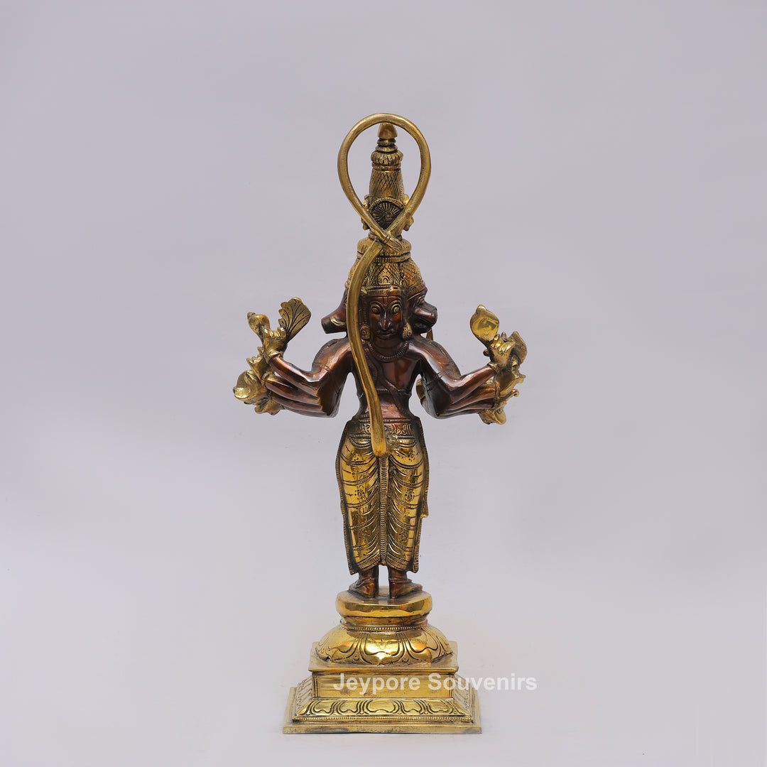 Handcrafted Brass Standing Panchamukhi Hanuman Statue