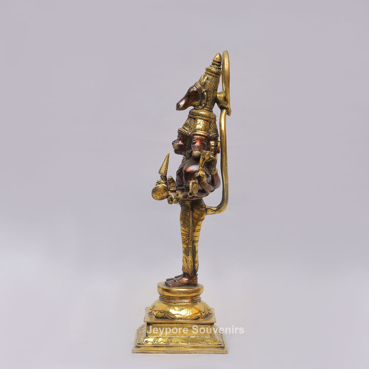 Handcrafted Brass Standing Panchamukhi Hanuman Statue