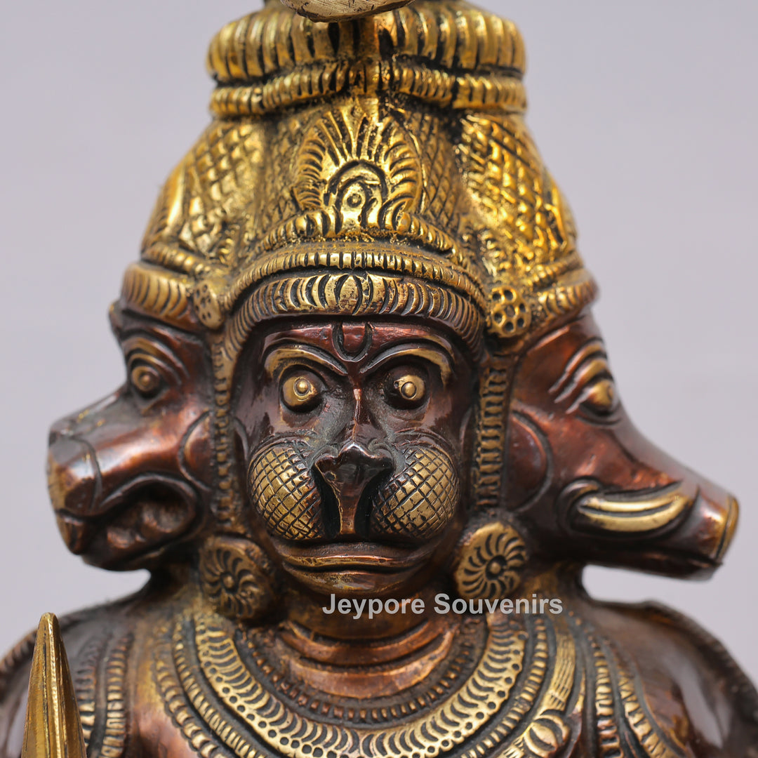 Handcrafted Brass Standing Panchamukhi Hanuman Statue